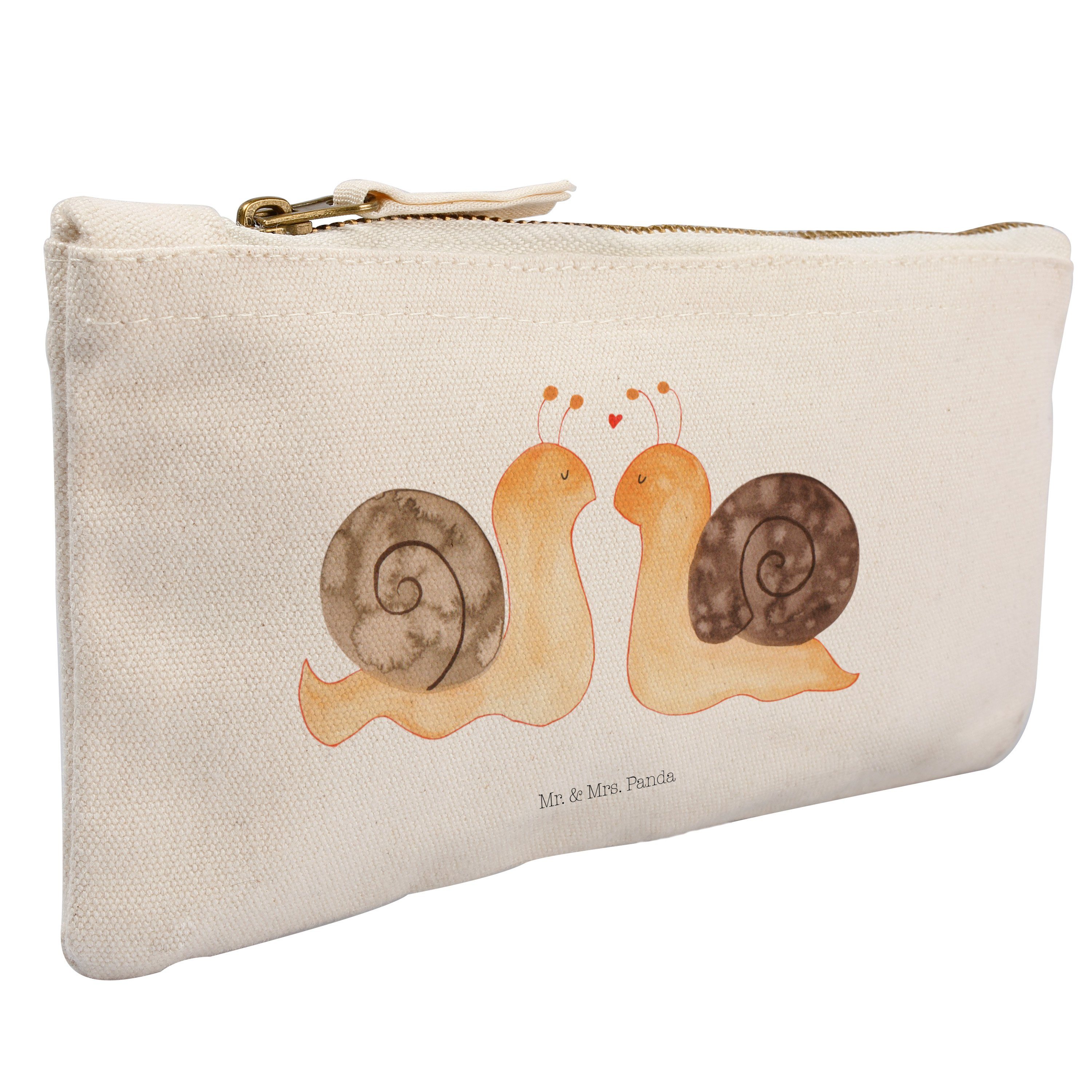 Mr. & Mrs. Panda Kosmetiktasche Schnecken Liebe - Weiß - Geschenk, Partner, Kosmetikbeutel, Jahrestag (1-tlg)