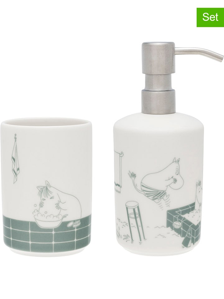 Moomin 2tlg. Set: Seifenspender mit Zahnbürstenhalter in Weiß/ Grau günstig kaufen onesize