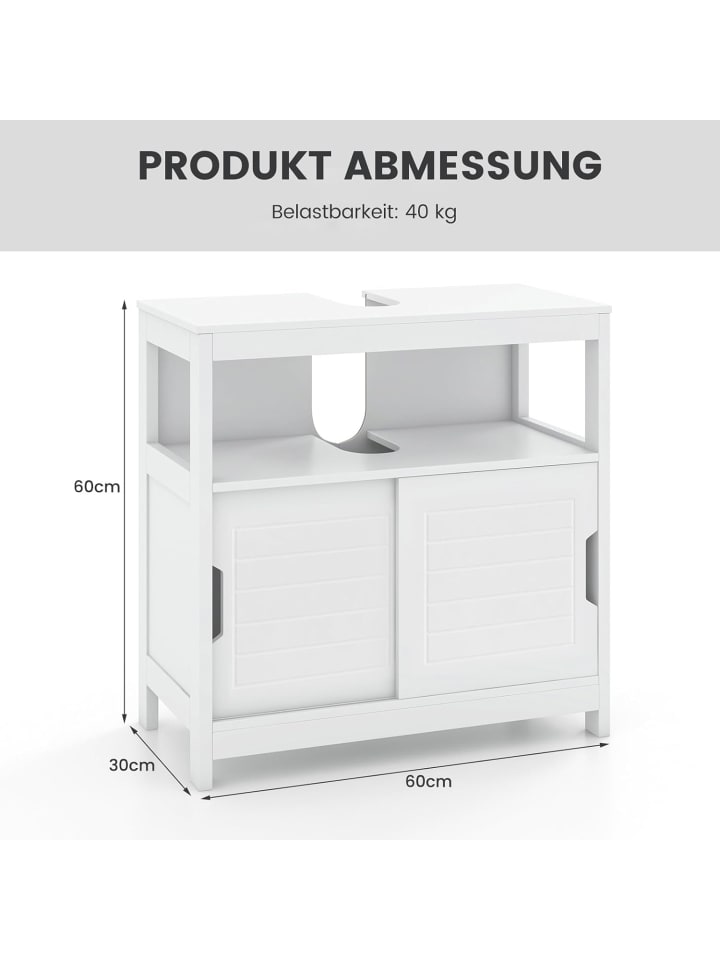 COSTWAY Waschbeckenunterschrank 60x30x60cm in Weiß günstig kaufen onesize