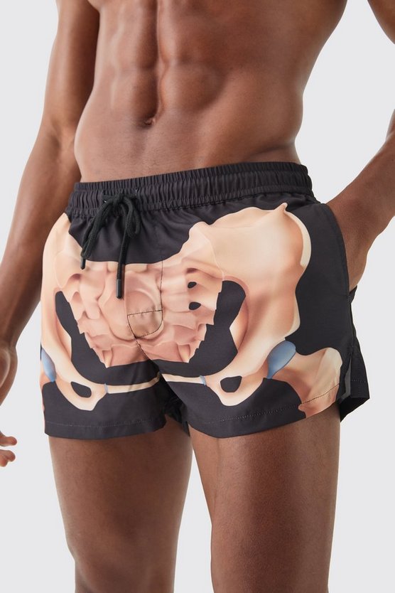 Super kurze Badehose mit Skelett-Print