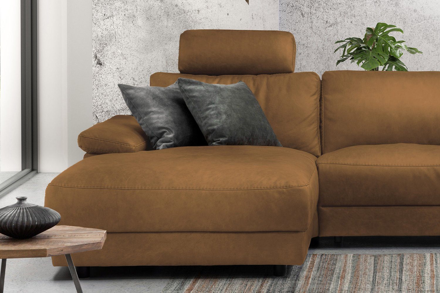 KAWOLA Ecksofa LOLA XL, Sofa Stoff od. Leder, Recamiere rechts od. links, versch. Farben