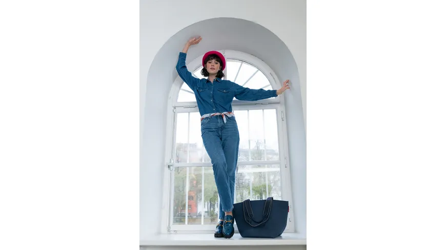 reisenthel Shopper Herringbone M dark blue
