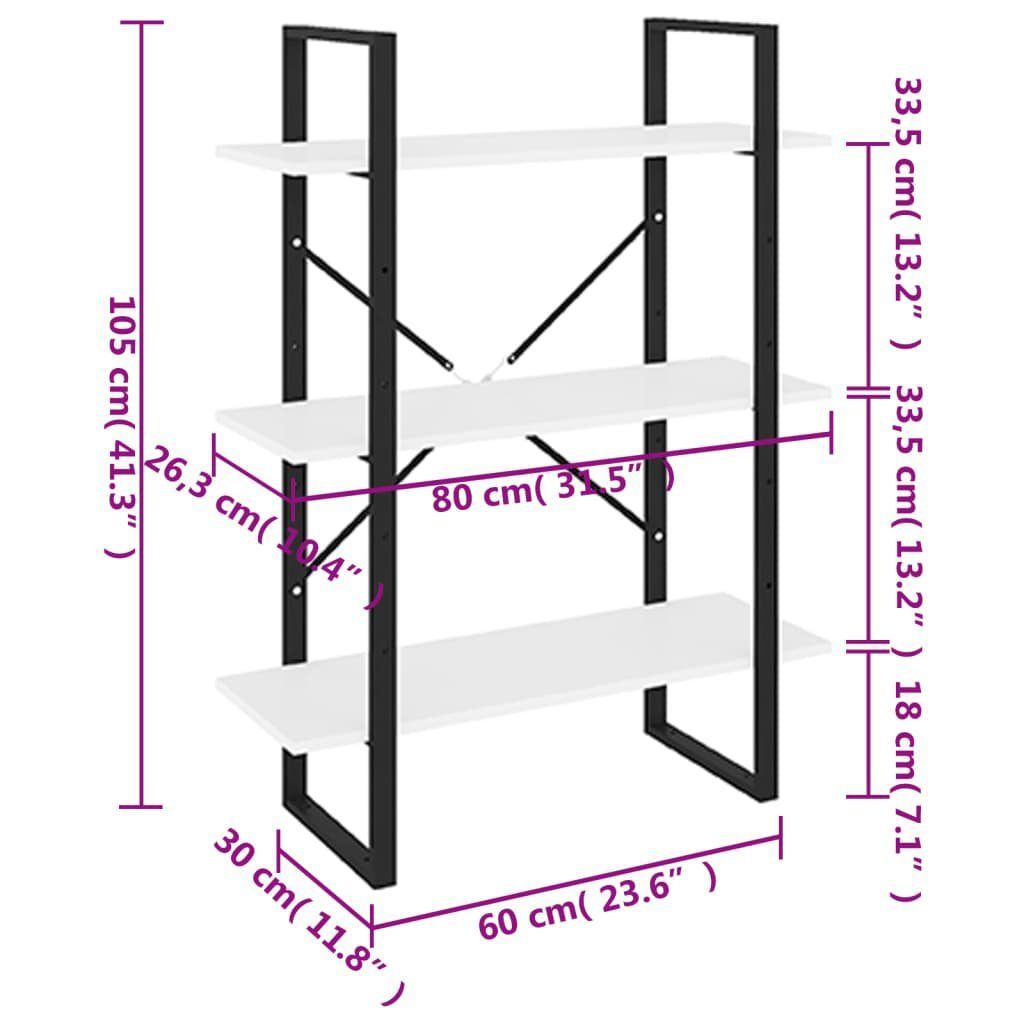 vidaXL Bücherregal Bücherregal Weiß 80x30x105 cm Holzwerkstoff, 1-tlg.