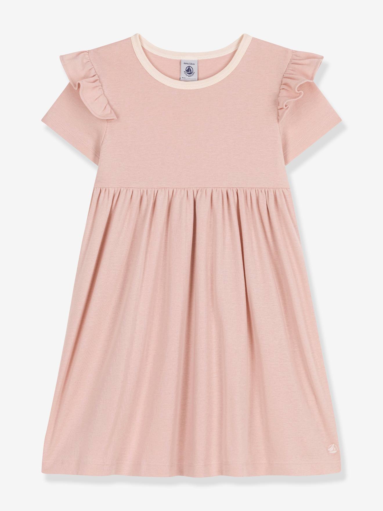 Petit Bateau Geripptes Mädchen Sommerkleid PETIT BATEAU - hellrosa