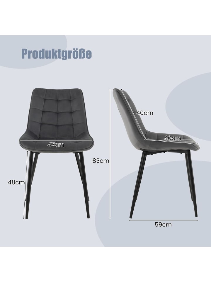 COSTWAY Esszimmerstühle 2er Set in Grau günstig kaufen onesize