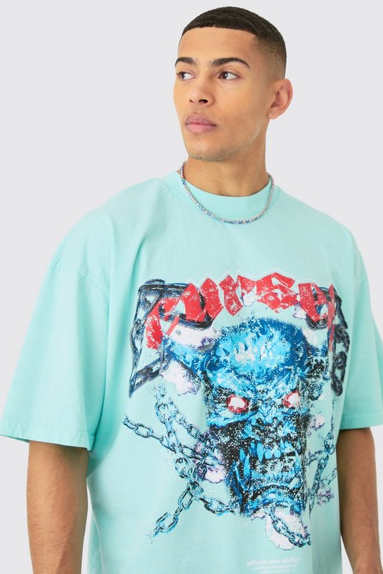 Kastiges Oversize T-Shirt mit Acid-Waschung