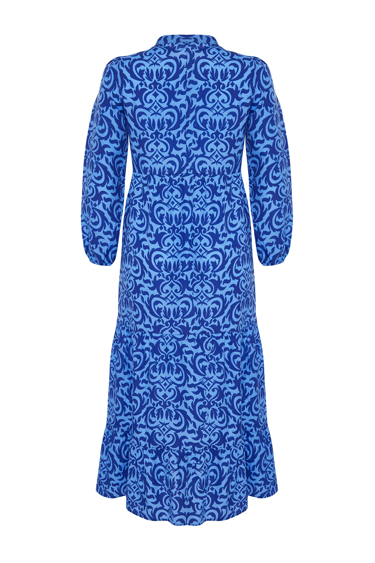 Trendyol Modest  Saks gemustertes, gewebtes Baumwollkleid mit halber Knopfleiste und weiter Passform TCTSS23EB00222