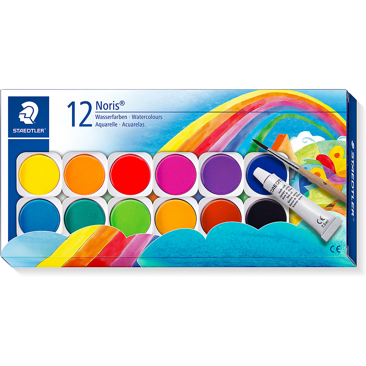 Deckfarbkasten Noris® Club, 12 Farben, inkl. Deckweiß