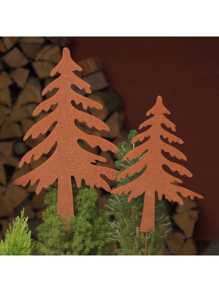 UNUS 2er Set Gartenstecker Rost Tannenbaum in Braun günstig kaufen onesize