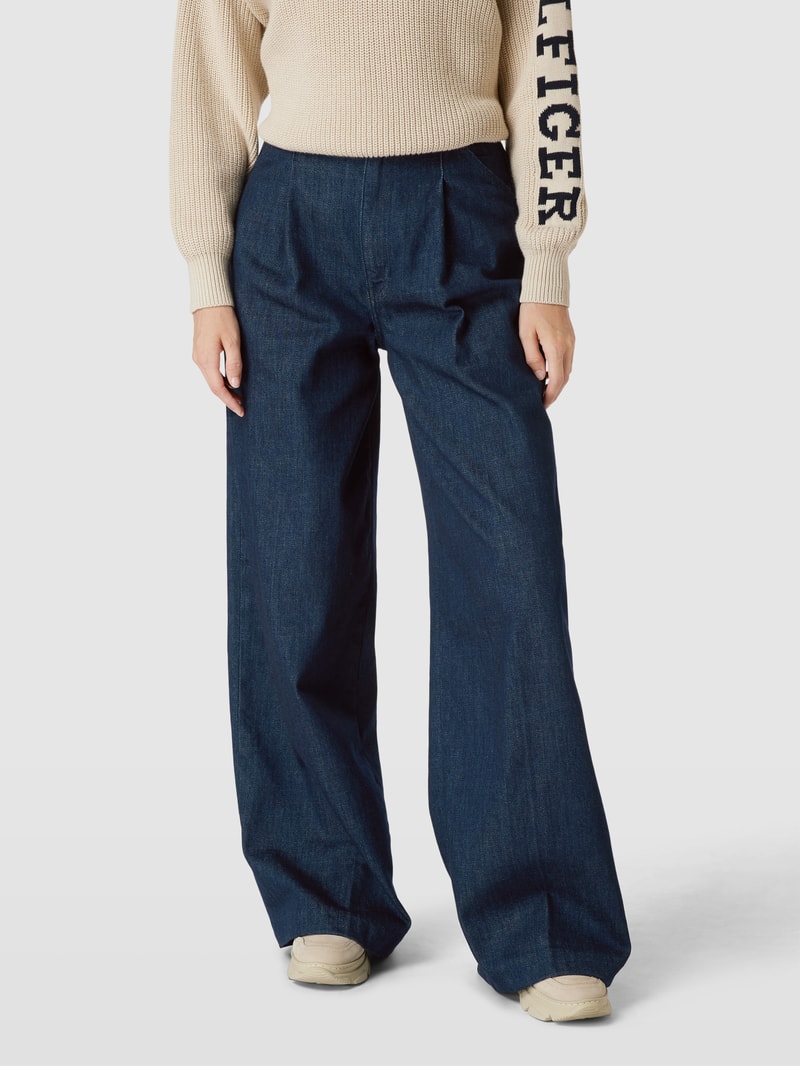 Wide Leg Jeans mit fixierten Bundfalten Modell 'NALA' in dunkelblau