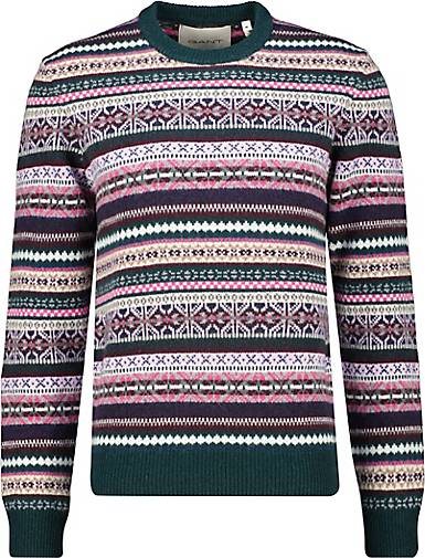 GANT Herren Pullover aus Lammwolle MULTI COLOUR FAIR ISLE C-NECK