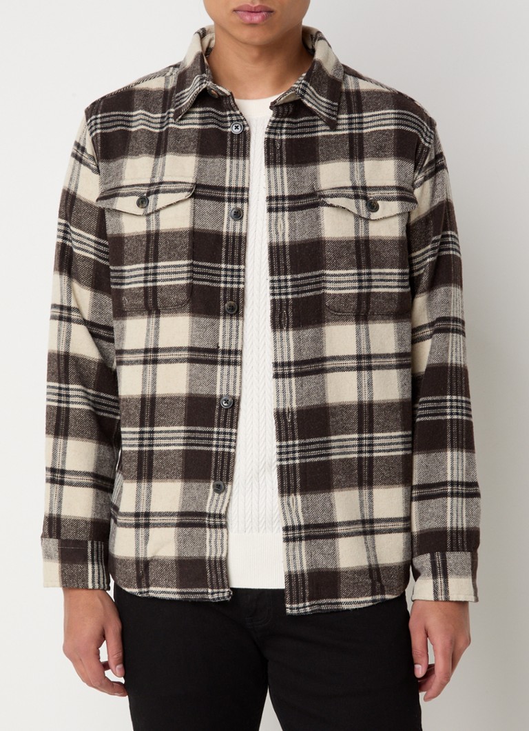 Selected Homme  Mason regular fit overshirt in wolblend met ruitdessin