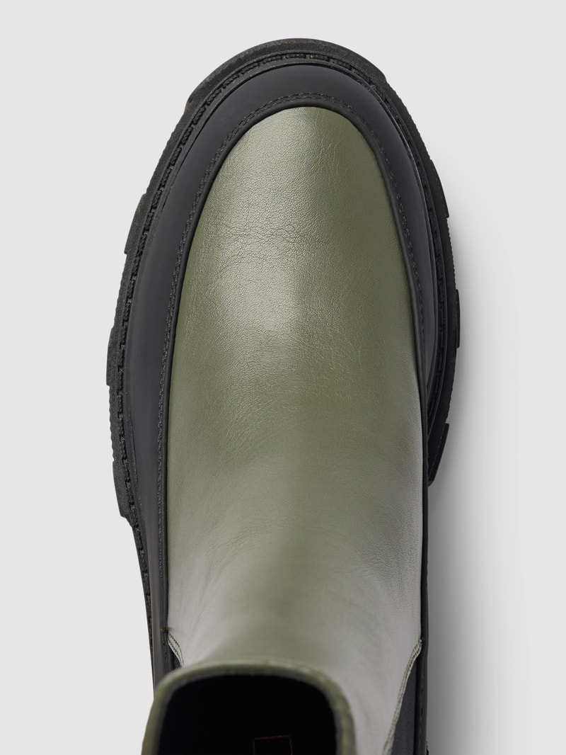 Chelsea Boots mit Kontrastbesatz Modell 'CHUNKY' in olivgrün