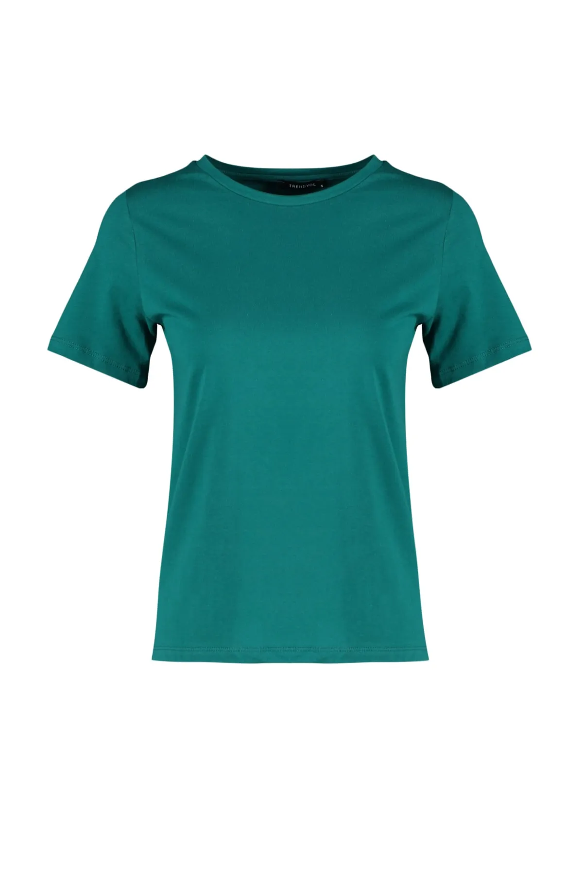 Trendyol Collection  Smaragdgrünes Basic-Strick-T-Shirt mit Rundhalsausschnitt aus 100 % Baumwolle TWOSS23TS00000