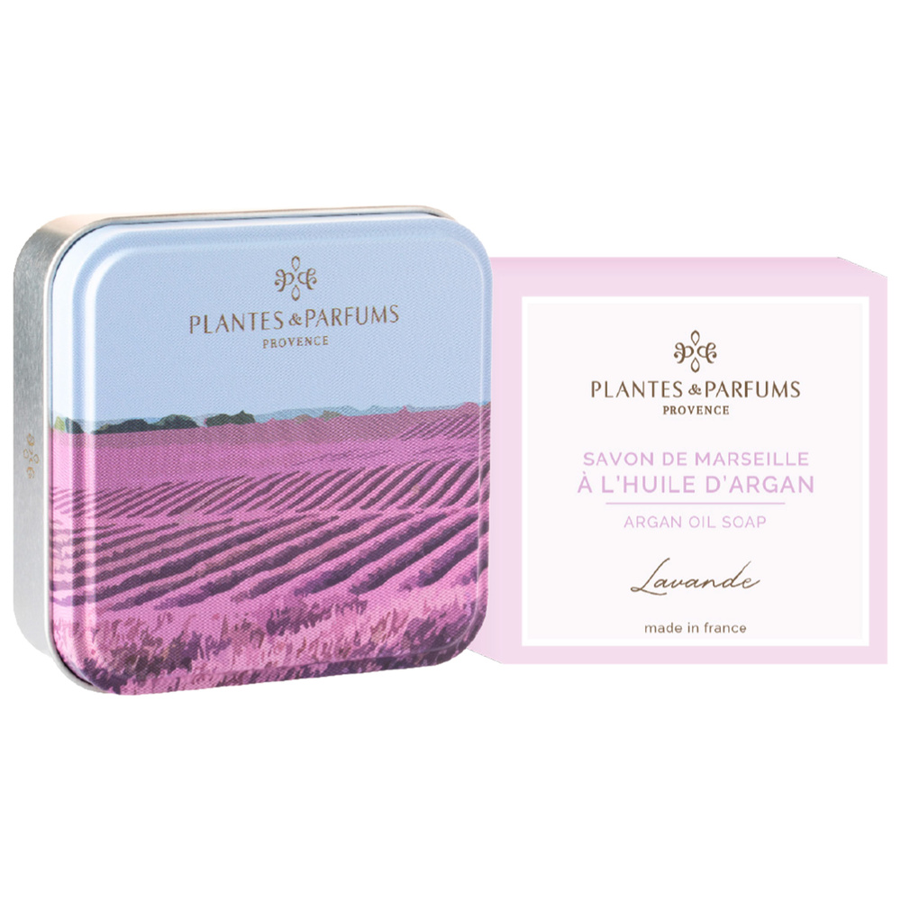 Plantes et Parfums Lavande avec savon Lavande Boîte Métal Carrée