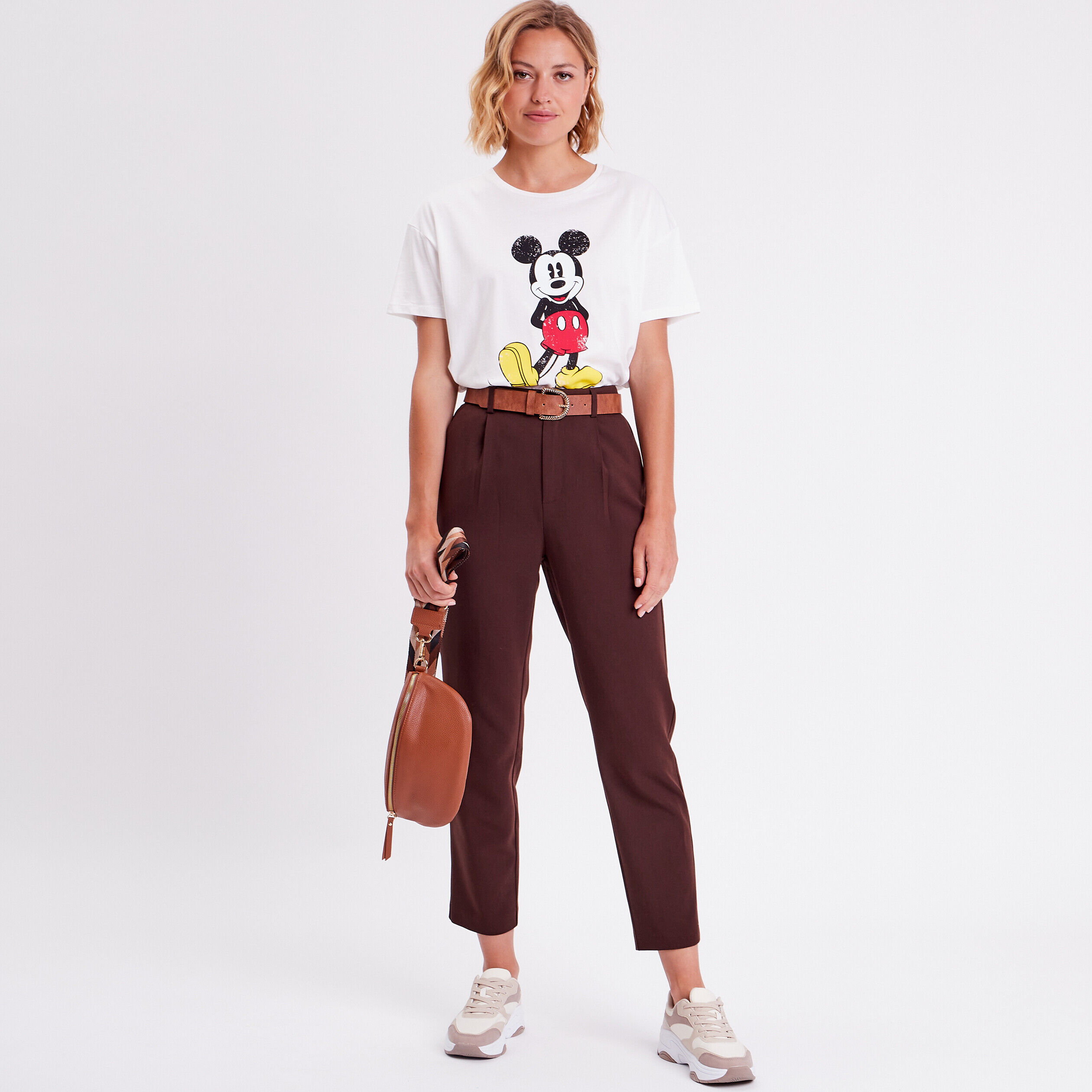 T-shirt manches courtes Mickey ecru femme | Cache Cache