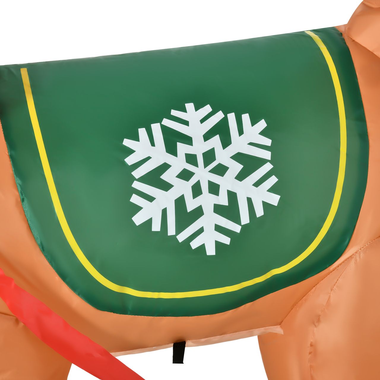 HOMCOM Aufblasbarer Weihnachtsmann auf Schlitten mit 3 Hirschen 1,3 m Weihnachtsdekoration mit Lichtern Weihnachten Gärten Dekoration automatisches Aufblasen wetterfest Polyester 319 x 59 x 132 cm