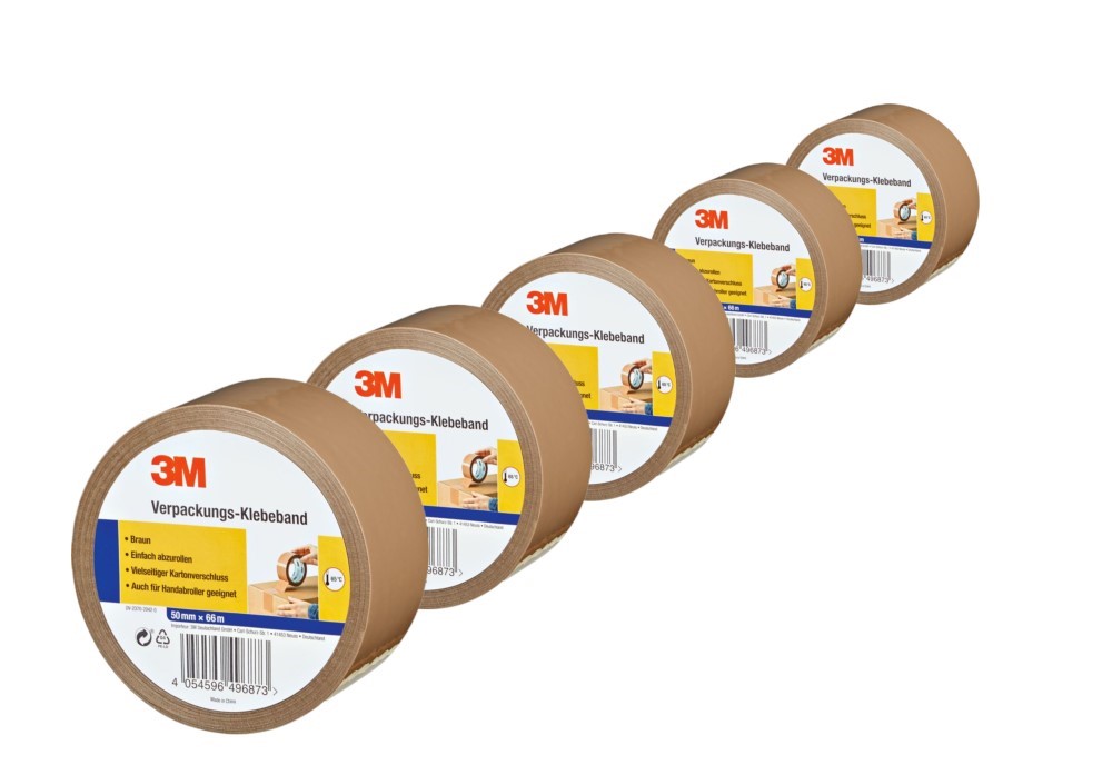 3M Verpackungs-Klebeband, Braun - 5er-Set