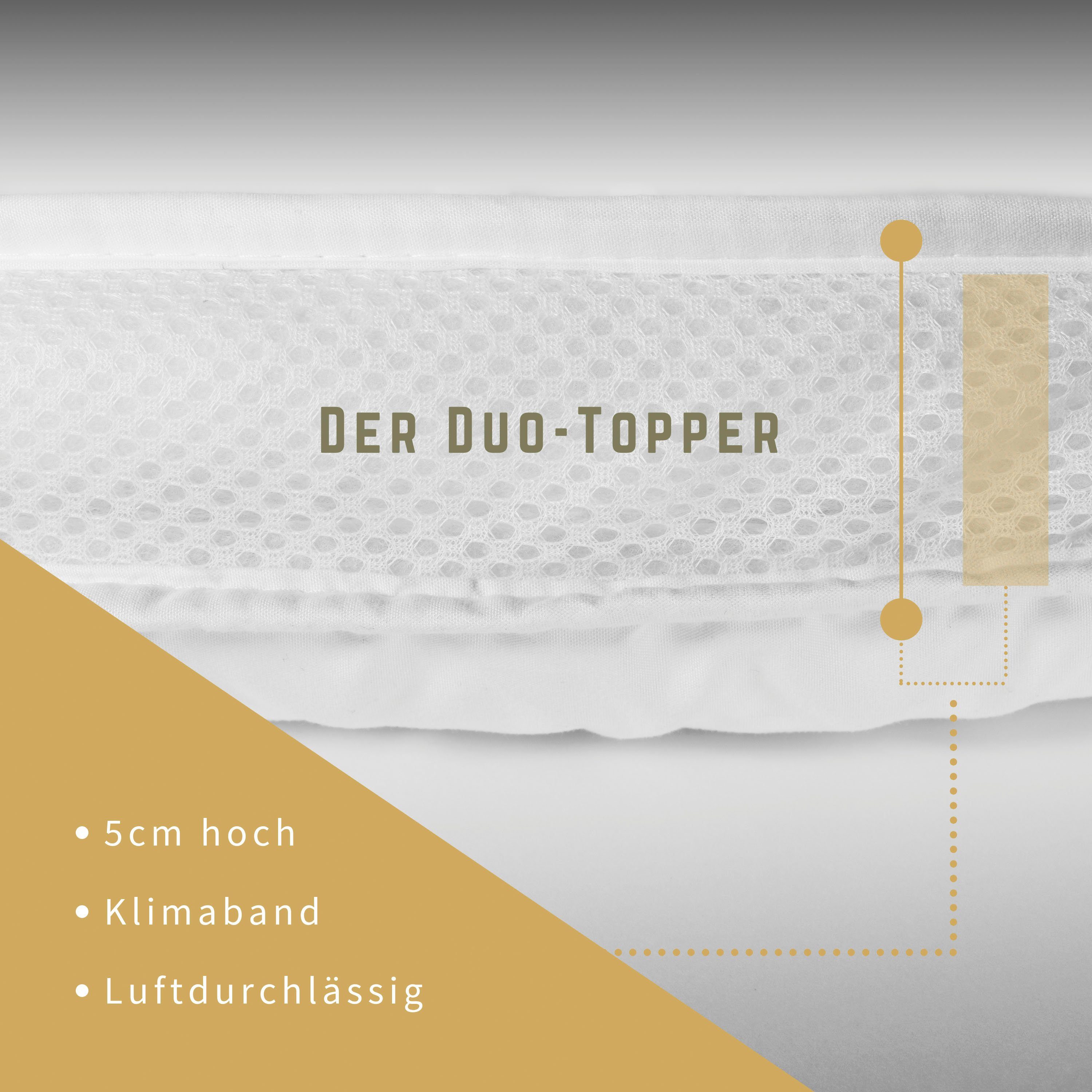 Topper Duo Premium 5 Sterne, Jekatex, 5 cm hoch, Polyester, allergikerfreundlicher Topper, nachhaltige Faser, verschiedene Größen