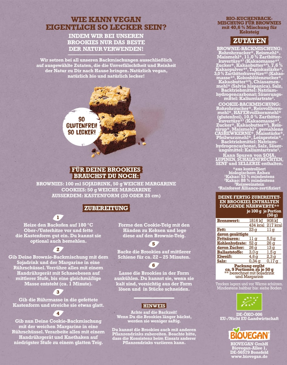 Backmischung, Meine Brookies, Brownies mit Keks, glutenfrei, 320 g