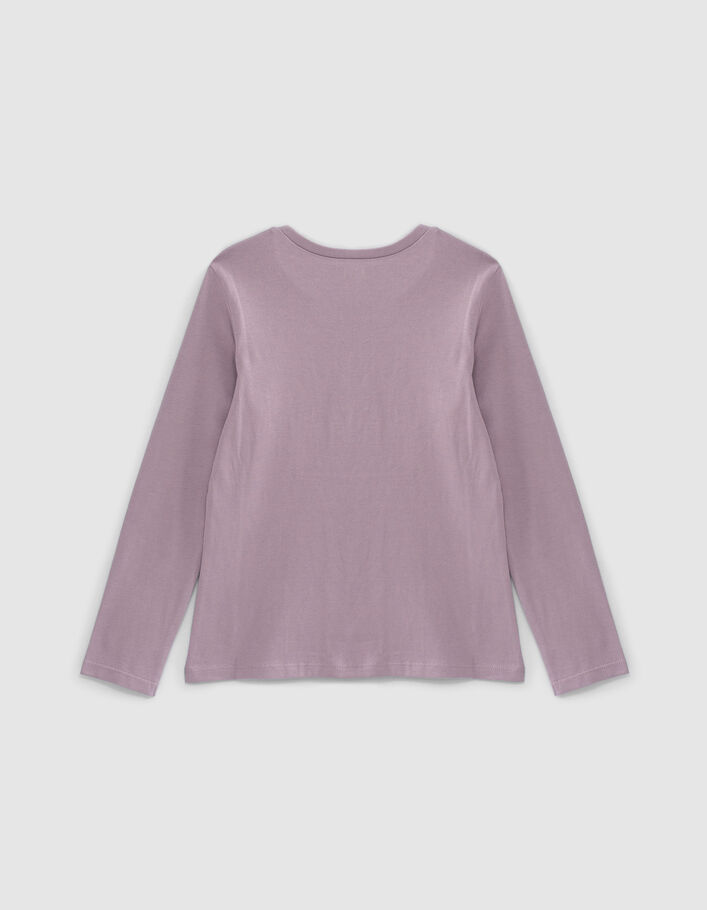 T-shirt parme visuel chat foulard pailleté fille