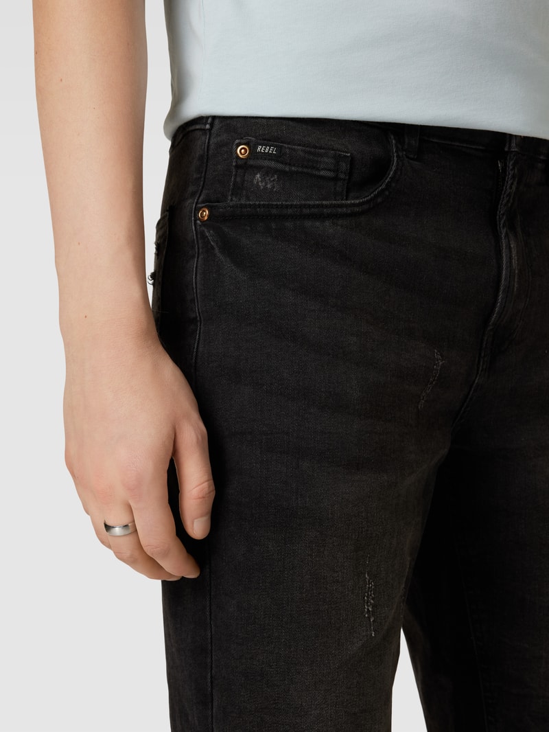 Jeansshorts im 5-Pocket-Design Modell 'PORTO' in schwarz