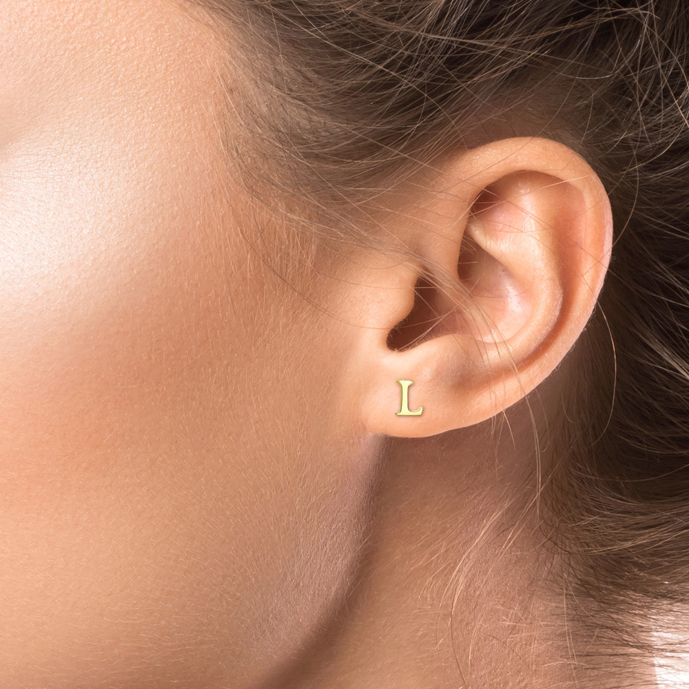 Elli Elli Boucles d'Oreilles Lettre L Clous d'Oreilles Femme - (925/1000) Argent Boucles d'oreilles