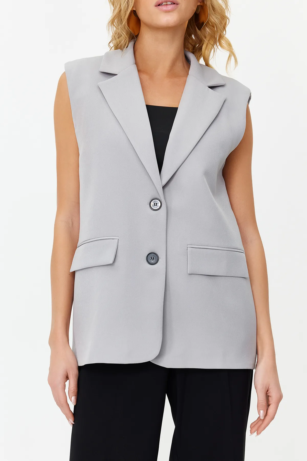 Trendyol Collection  Graue, normal gepolsterte Webweste TWOSS24YE00018
