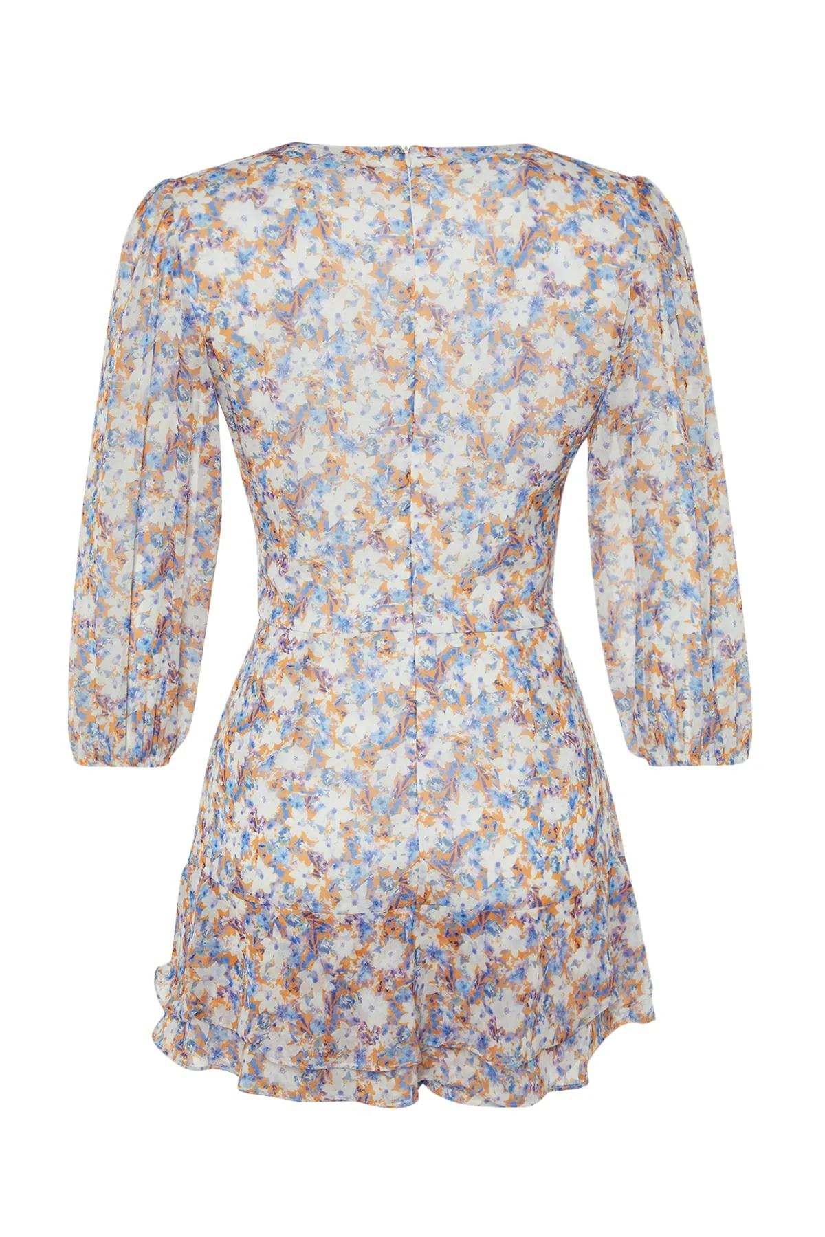 Trendyol Collection  Mehrfarbiger Mini-Weboverall mit Blumenausschnitt und detailliertem Ausschnitt TWOSS23TU00113