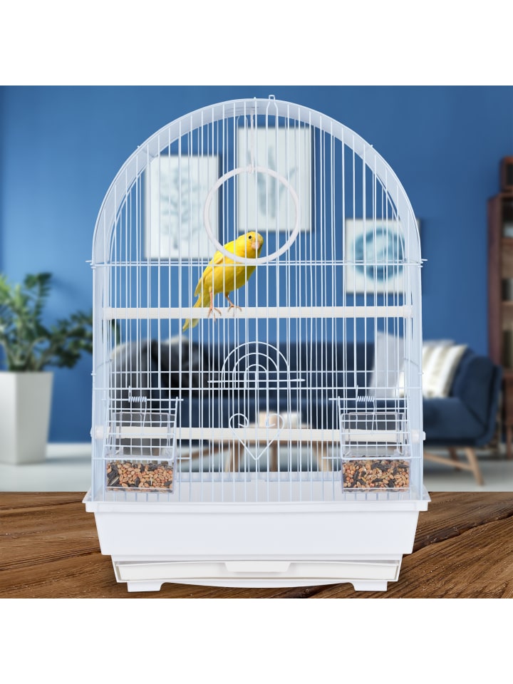 relaxdays Vogelkäfig in Weiß - (B)34,5 x (H)49,5 x (T)31 cm günstig kaufen onesize