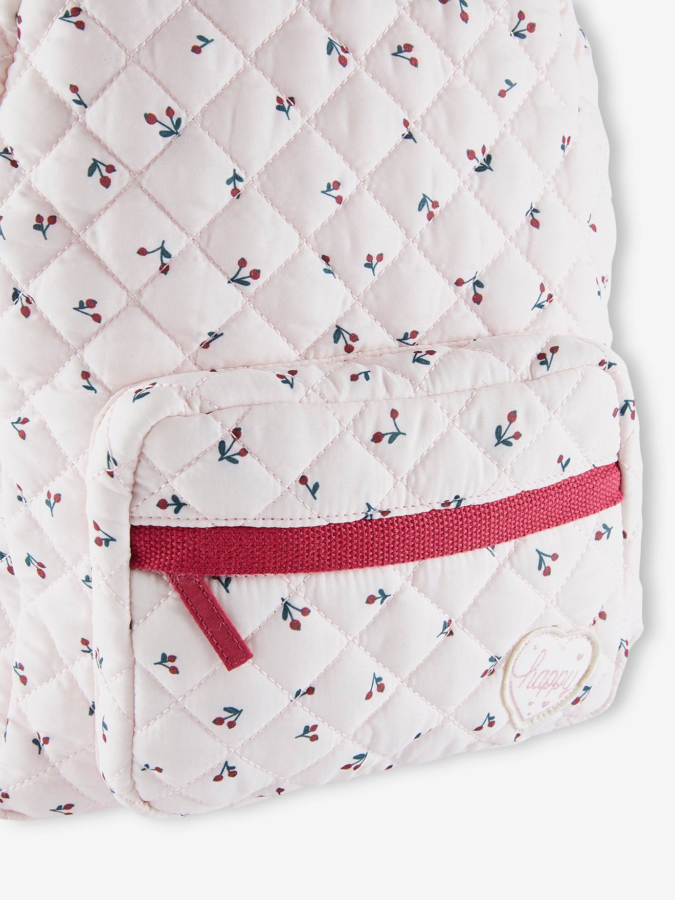 Vertbaudet Mädchen Schulrucksack, Kirschen - rosa bedruckt