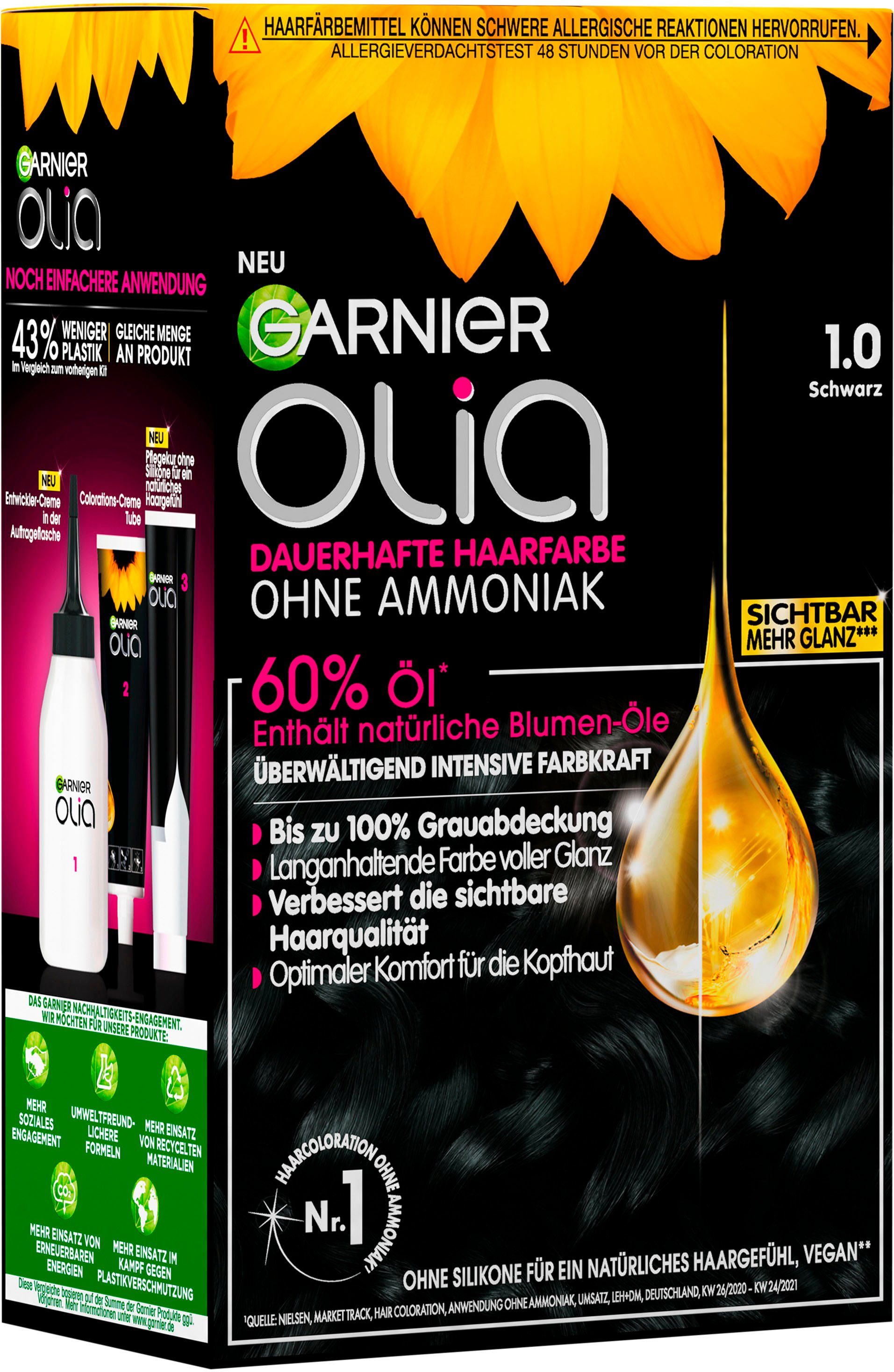 GARNIER Coloration Garnier Olia dauerhafte Haarfarbe, Set, 3-tlg., Ölbasis