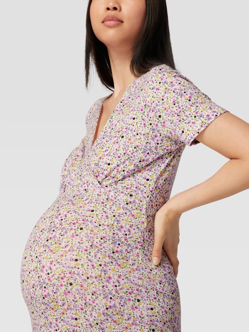 Umstands-Kleid mit floralem Muster in offwhite
