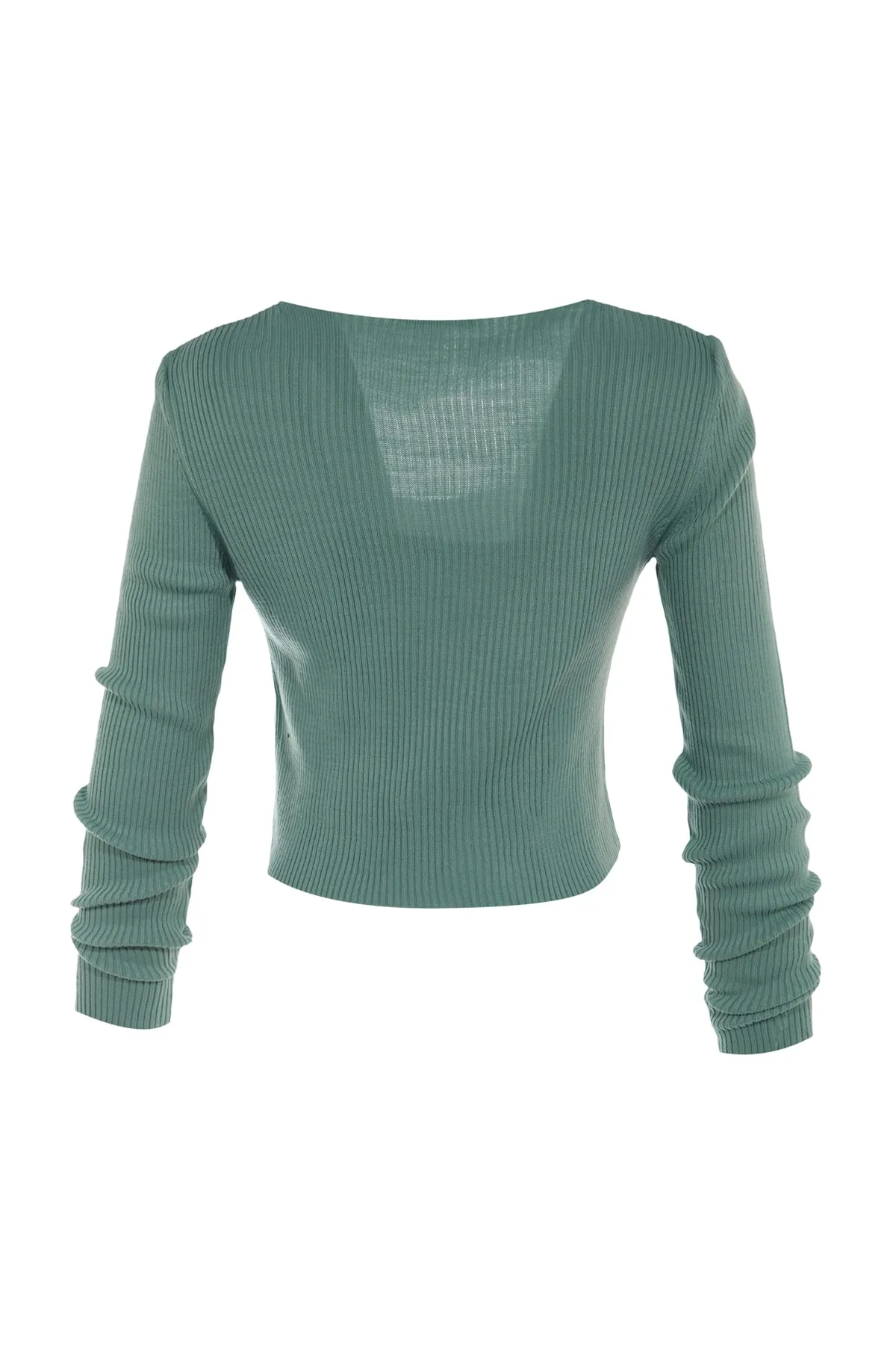 Trendyol Collection  Mintfarbenes Crop Tie Detailliertes Blusen-Cardigan-Strickwaren-Set Strick-Cardigan TWOSS21HI0002
