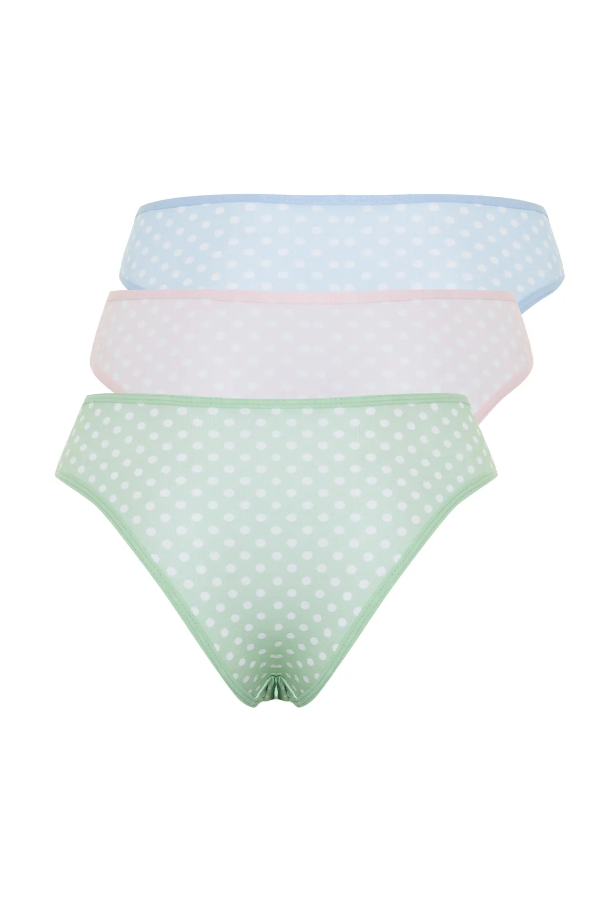 Trendyol Collection  Blau-Mehrfarbige brasilianische Strickhöschen aus Baumwolle im 3er-Pack THMAW24KU00010