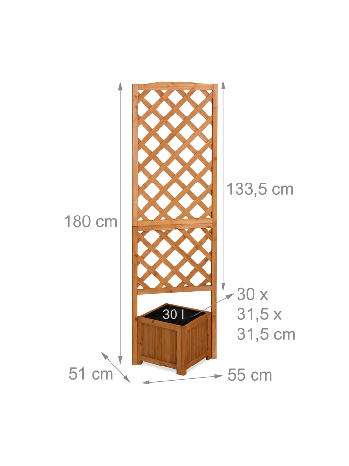relaxdays Pflanzkasten-Rankgitter in Hellbraun - (B)55 x (H)180 x (T)51 cm günstig kaufen onesize
