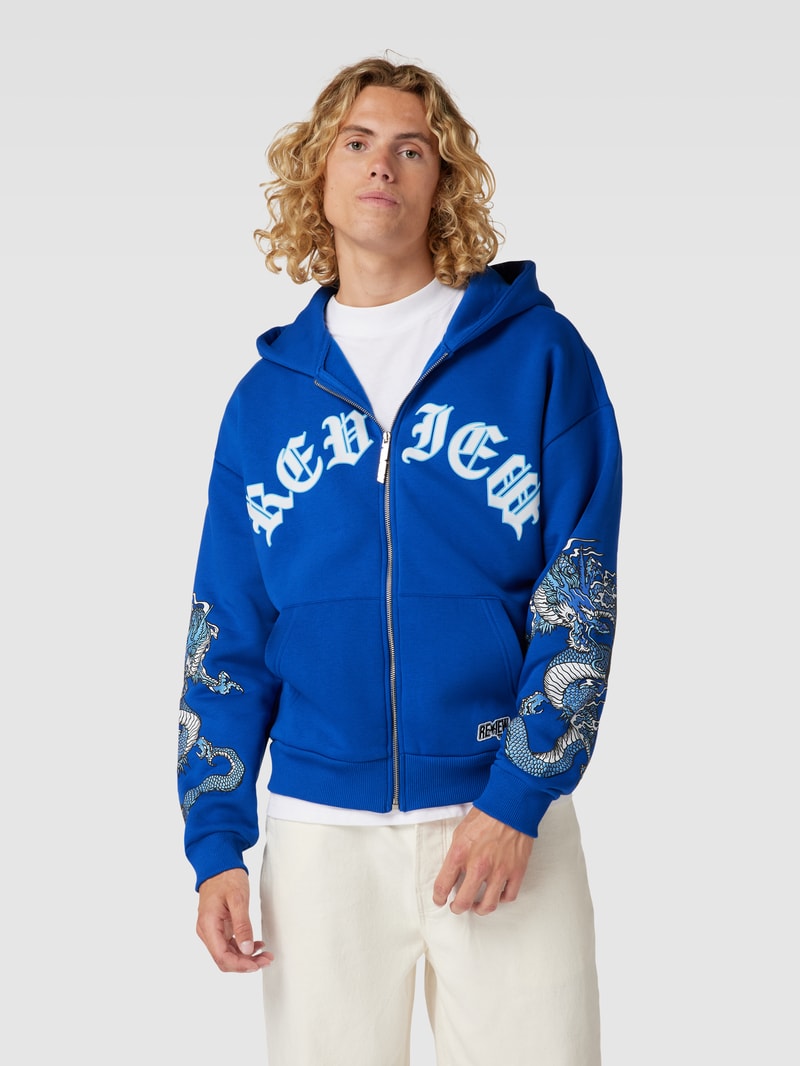 Sweatjacke mit Motiv-Print in royalblau