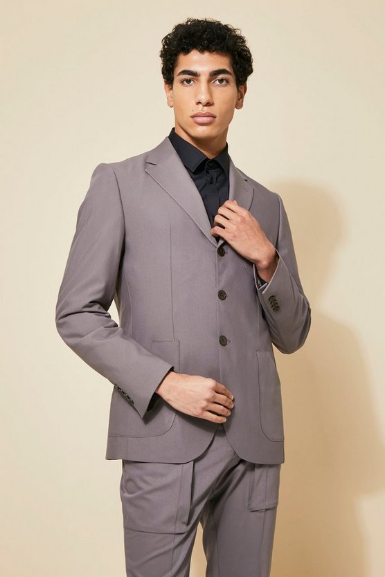 Einreihige Slim-Fit Anzugjacke mit Tasche