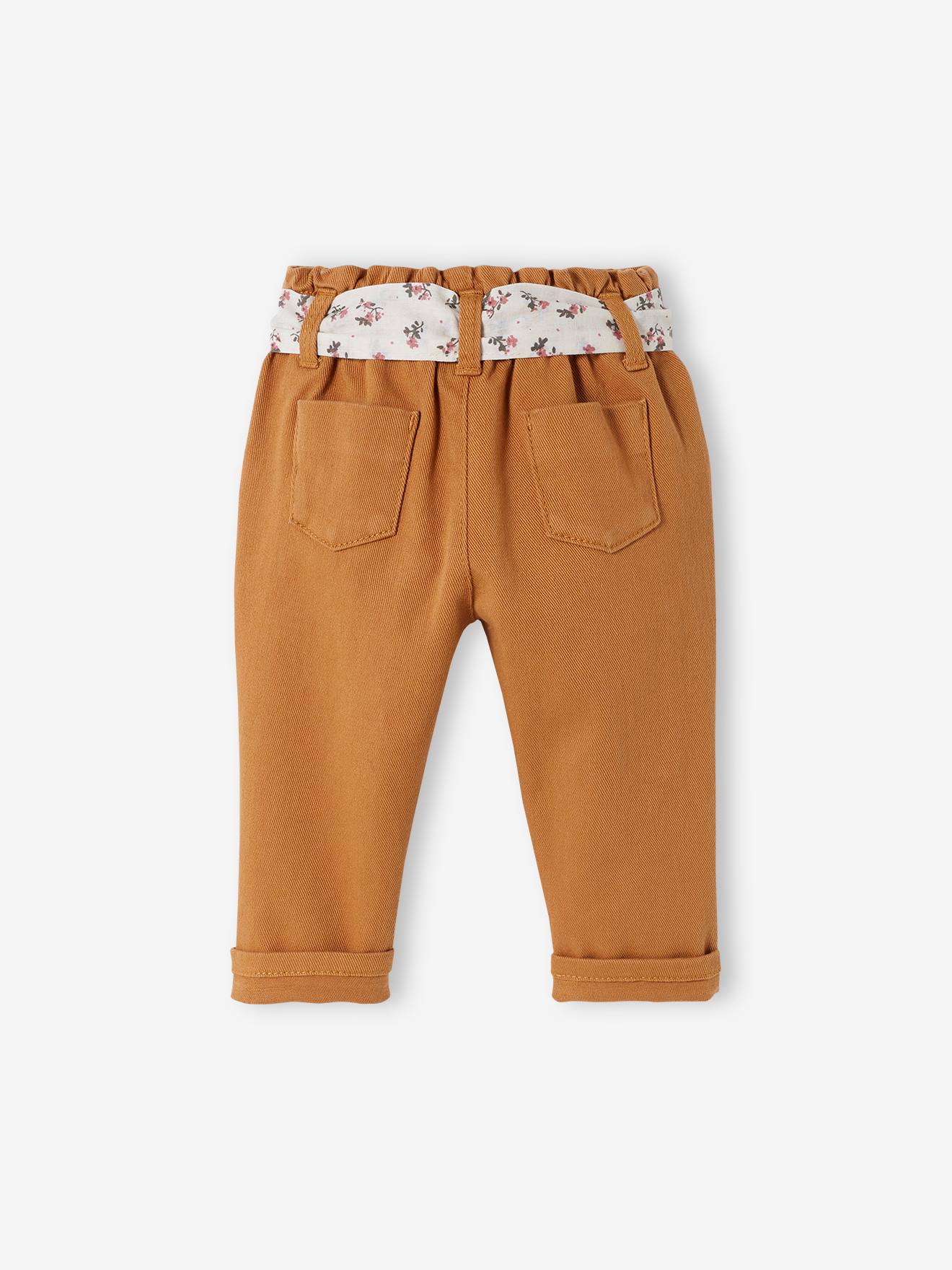 Vertbaudet Baby Hose mit Stoffgürtel - braun