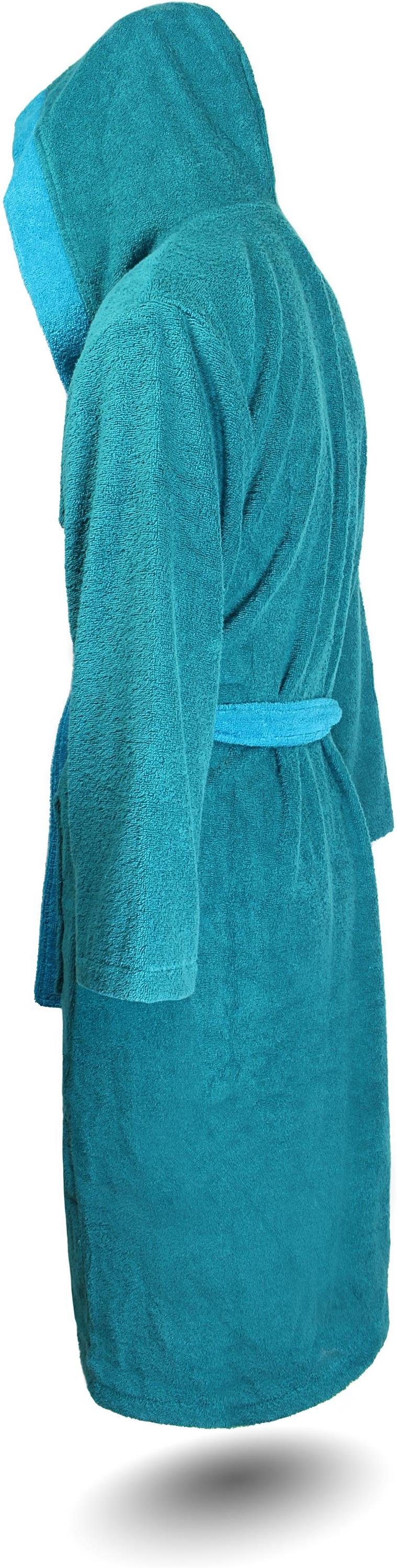normani Damenbademantel, 122, Baumwolle, Kapuze, Bindegürtel, Saunamantel aus 100 % Baumwolle für Damen und Herren