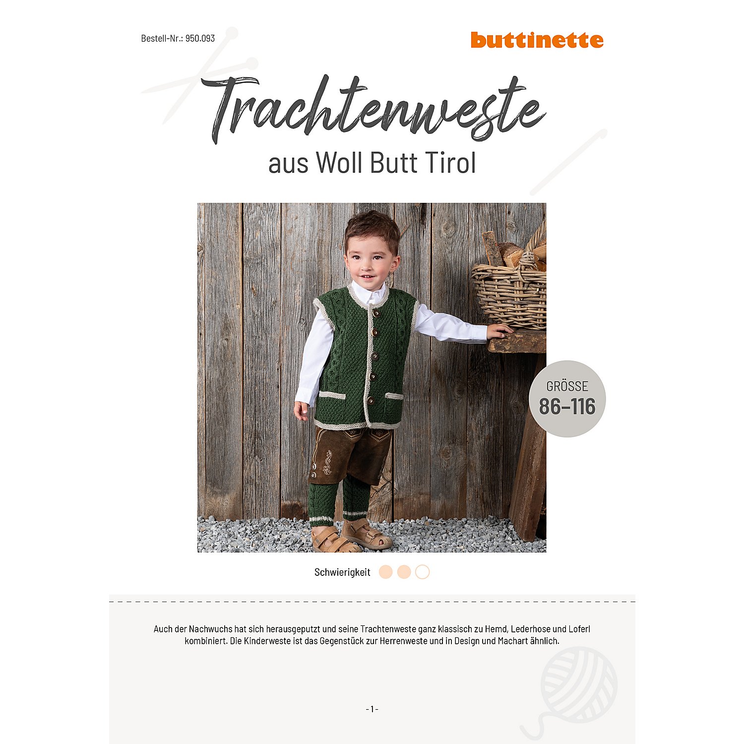 Strickanleitung - Trachtenweste aus Woll Butt Tirol