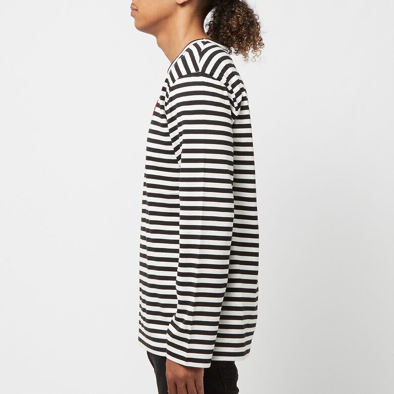 Comme des Garcons Play Play Red Heart Striped Long Sleeve T-Shirt black/white