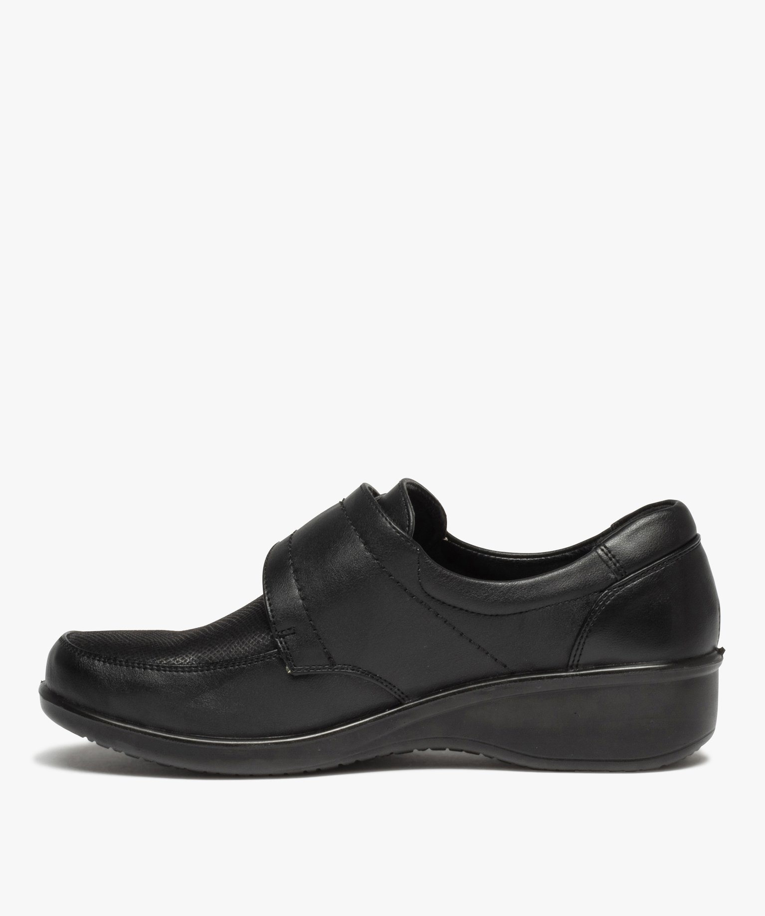 Derby confort avec fermeture scratch avec large talon femme noir | GEMO