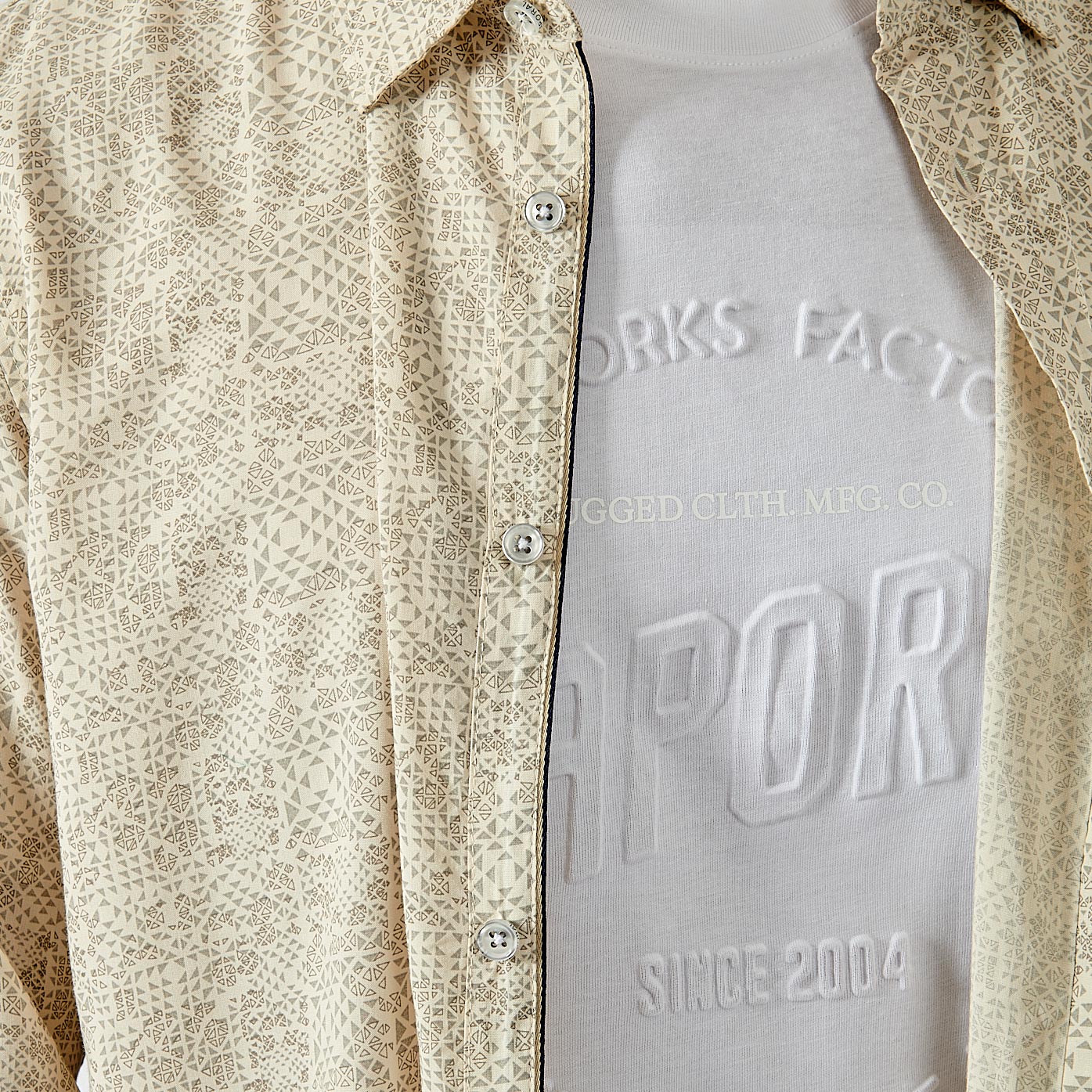 RAMA   Chemise beige imprimé homme