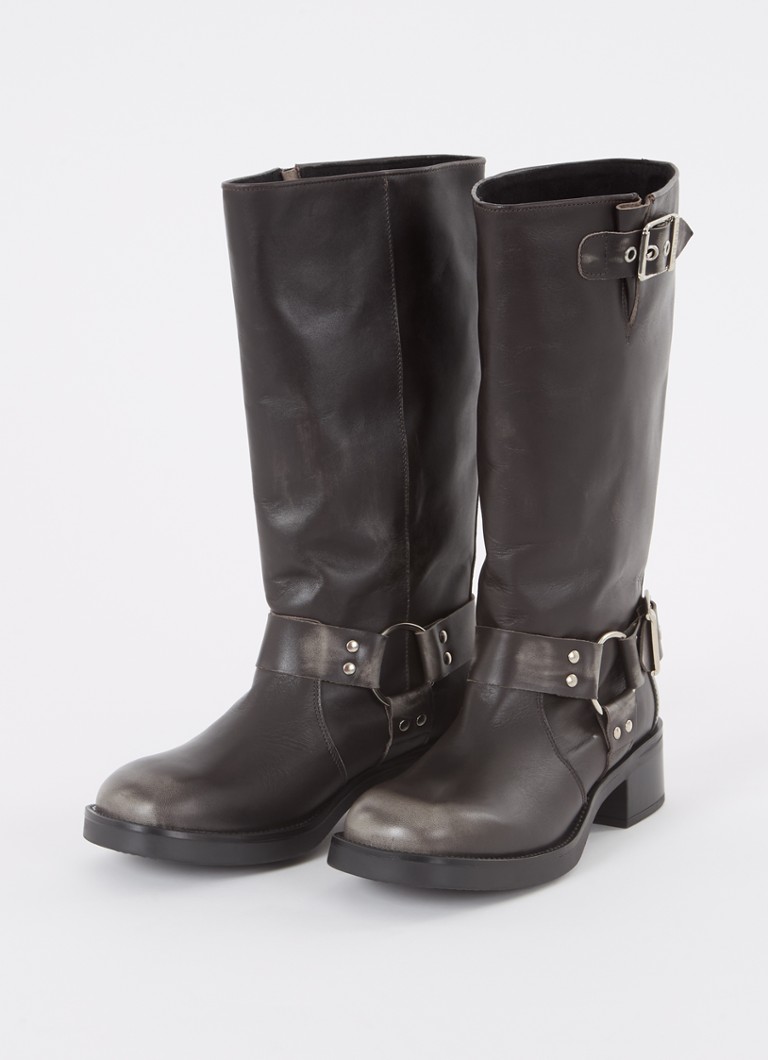 Ghete biker Steve Madden Beau din piele cu detalii cu cataramă