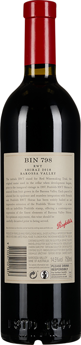 Penfolds RWT Bin 798 Shiraz Barossa Valley 2018
