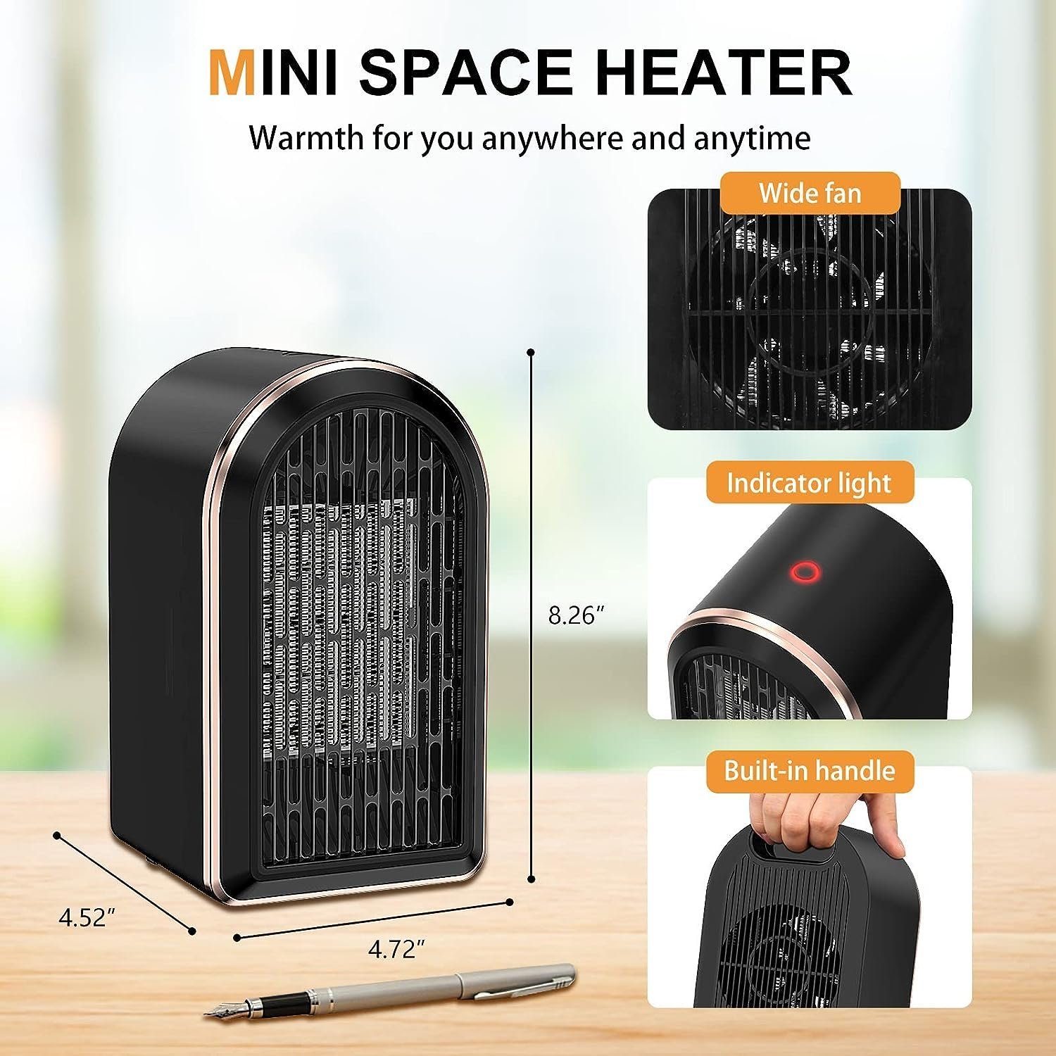Diyarts Schnellheizlüfter, 1200 W, Hohe Effizienz & Energiesparend, 2s-Schnellheizen, Mini Heizer
