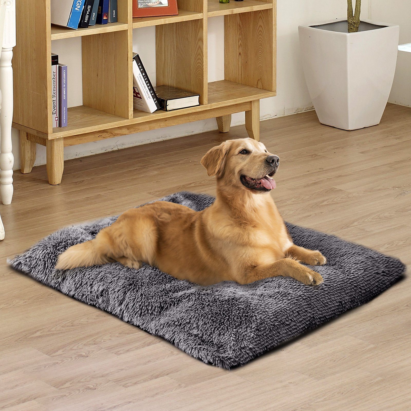 CALIYO Tierbett 100x70x10cm Hundebett Waschbar L Hundekissen Abnehmbar Bezug, Hochwertiger Plüsch, für Hundekäfig Anti-Rutsch Hundesofa Rechteckig