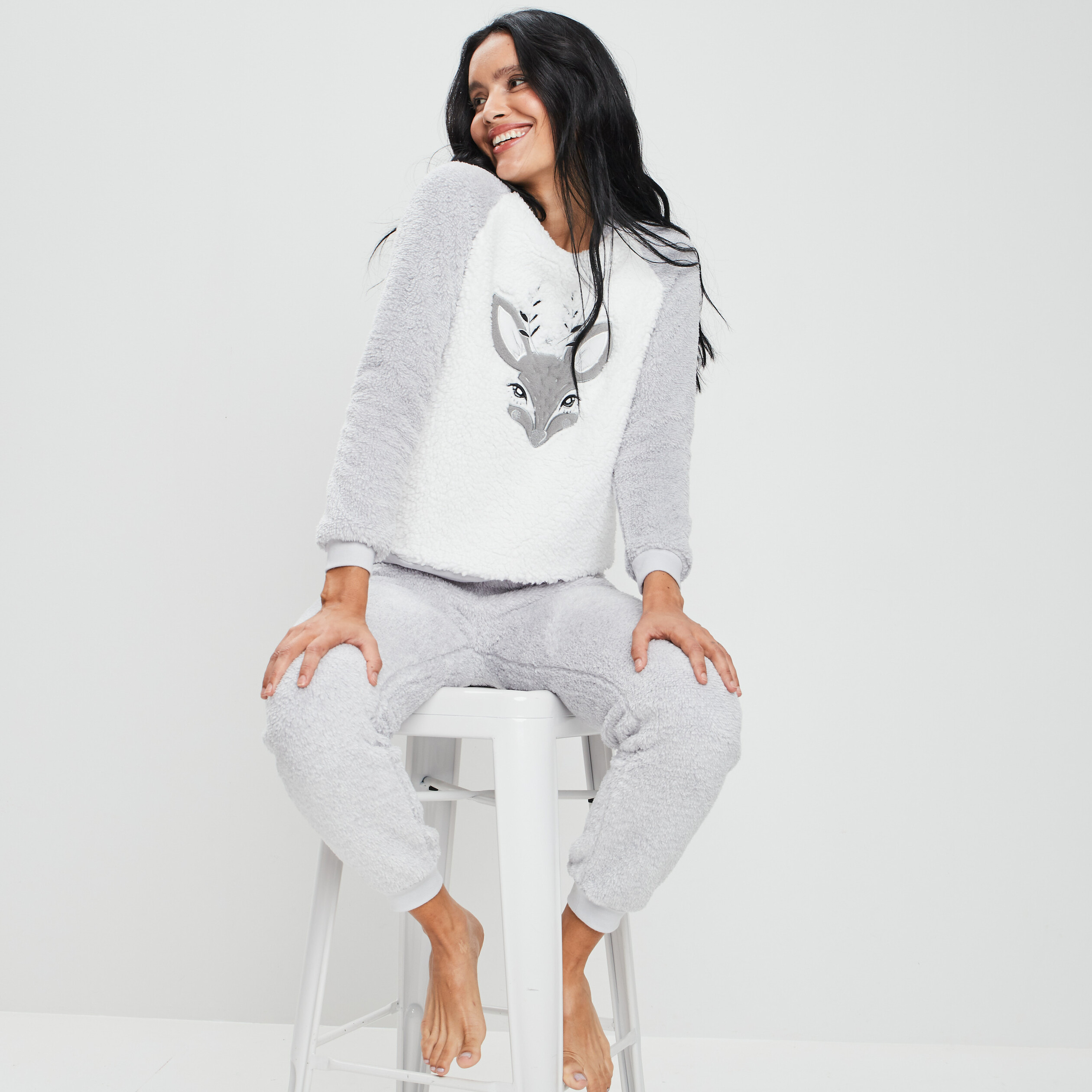 Ensemble pyjama 2 pièces gris femme | La Halle