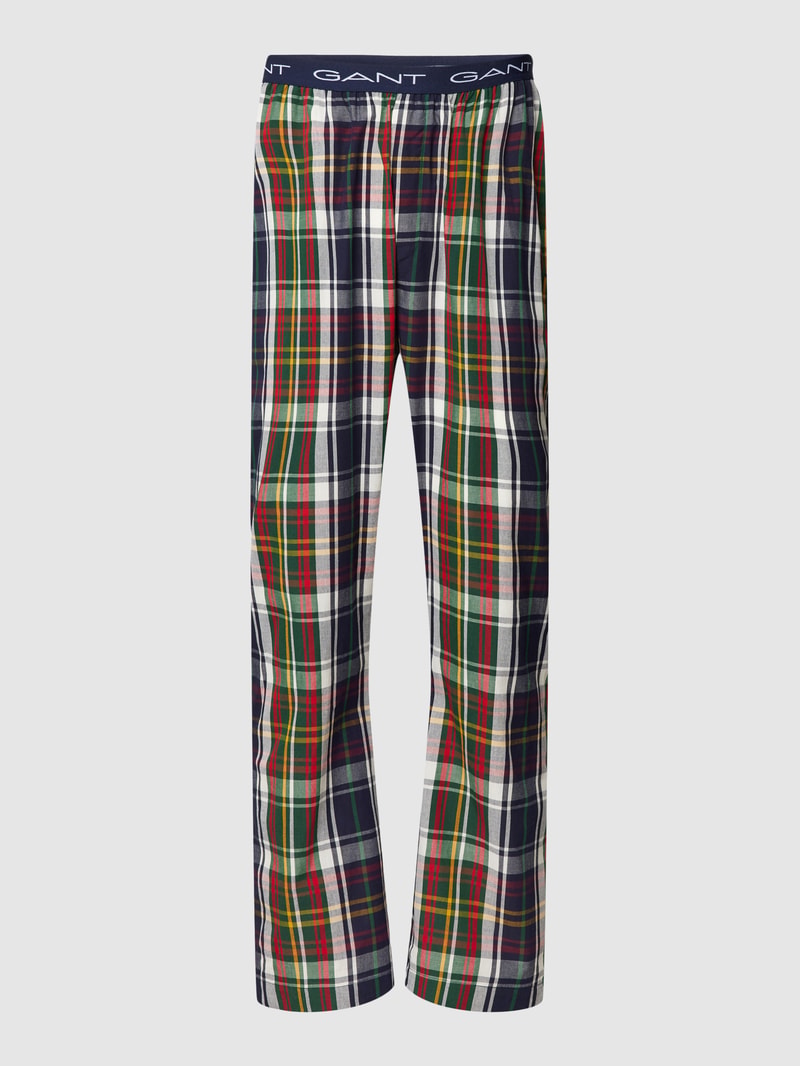Pyjama-Hose mit elastischem Logo-Bund Modell 'CHECK' in dunkelblau
